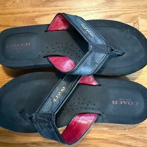 Coach Black and Red Flip-Flops